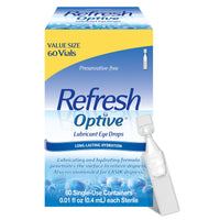 Thumbnail for Refresh Optive Lubricant Eye Drops For Dry Eyes, Preservative-Free, 0.01 Fl Oz Single-Use Containers, 60 Count