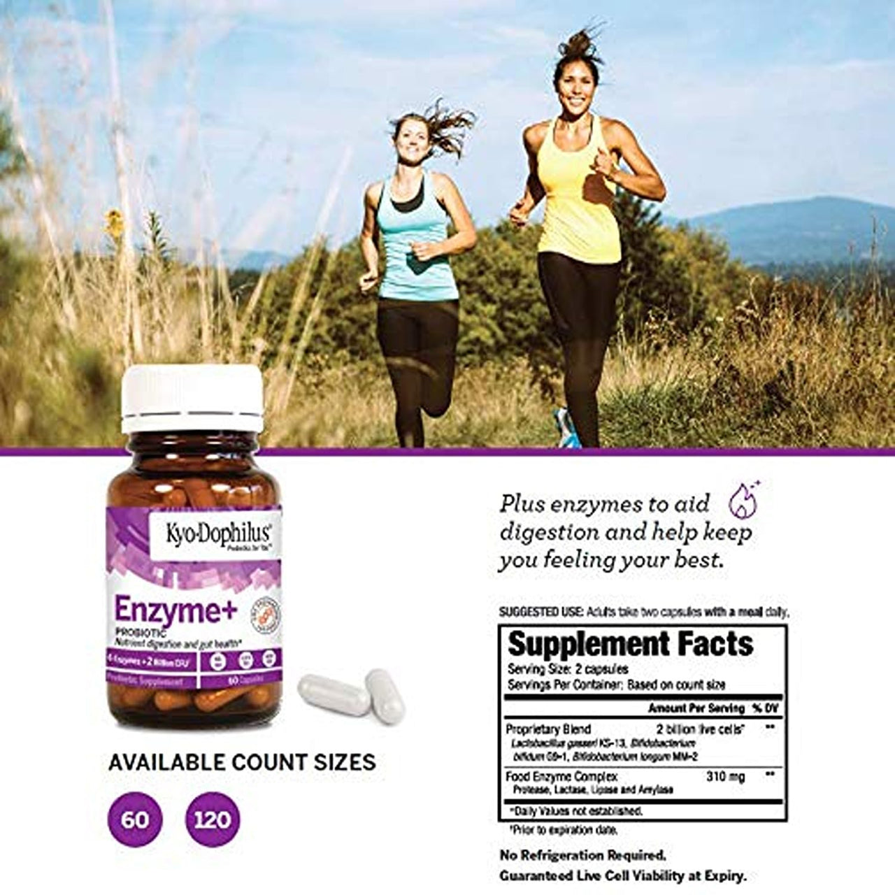 Kyolic Kyo-Dophilus Enzymes+ Probiotic, Nutrient Digestion and Gut Health*, 60 Capsules