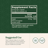 Thumbnail for Global Healing Bio-Active Copper Supplement Cu1 - Cuprous Nicotinic Acid Helps Detox Body from Within - Supports Immune System & Red Blood Cell - Niacin Vitamin B3 Chelated Copper - 30 Capsules