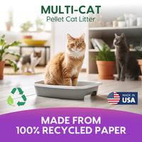 Thumbnail for Fresh News Recycled Paper Multi-Cat Pellet Non-Clumping Paper Cat Litter, 25 Pound, 2X Odor Control, Made in USA