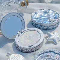 Thumbnail for Flower Knows Shell's Jewel Collection Baked Powder,Makeup & Setting Pressed Powder Compact with Mirror and Puff,Smooth Translucent Oil-Control Pore Blurring,0.32 Oz(01 Cloudy Blue)