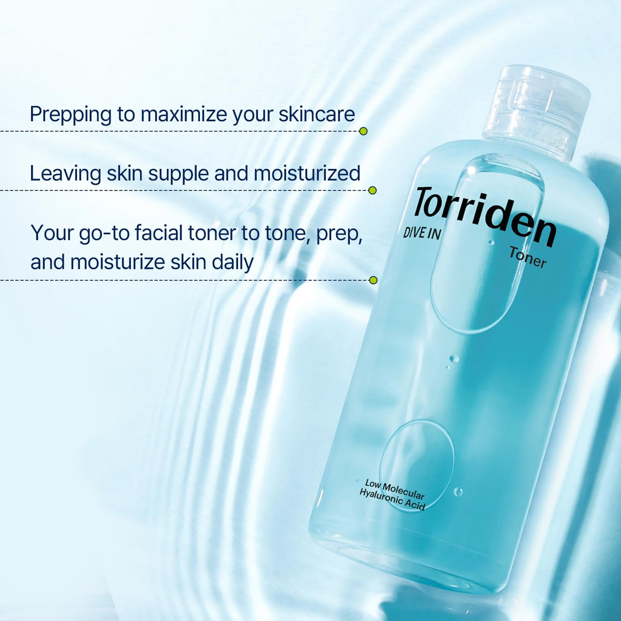 Torriden Dive in Toner 300ml (10.14 fl. oz.) | pH Balancing Facial Toning Water for Dry Skin | Hyaluronic Acid, Panthenol, Allantoin