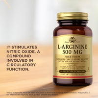 Thumbnail for Solgar L-Arginine 500 mg - 100 Vegetable Capsules - Nitric Oxide Stimulator - Non-GMO, Vegan, Gluten Free, Dairy Free, Kosher - 100 Servings