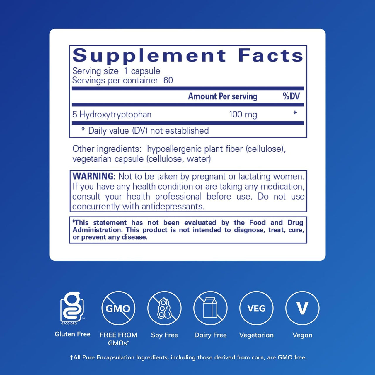 Pure Encapsulations 5-HTP 100 mg - Brain Health, Sleep Regulation & Appetite Support* - 5-Hydroxytryptophan - Gluten Free & Non-GMO - 60 Capsules