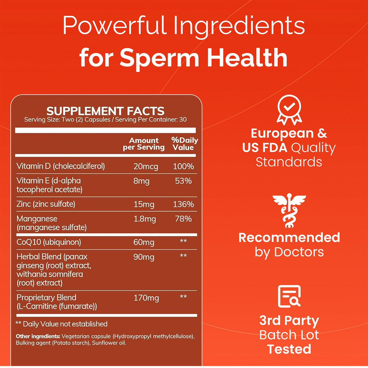 CONCEIVE PLUS Motility Support for Men | Boost Sperm Volume & Count | Spermidine Supplements with Vitamin D, E, Zinc, Antioxidants – Multivitamin Fertility Supplements for Men, 60 Caps