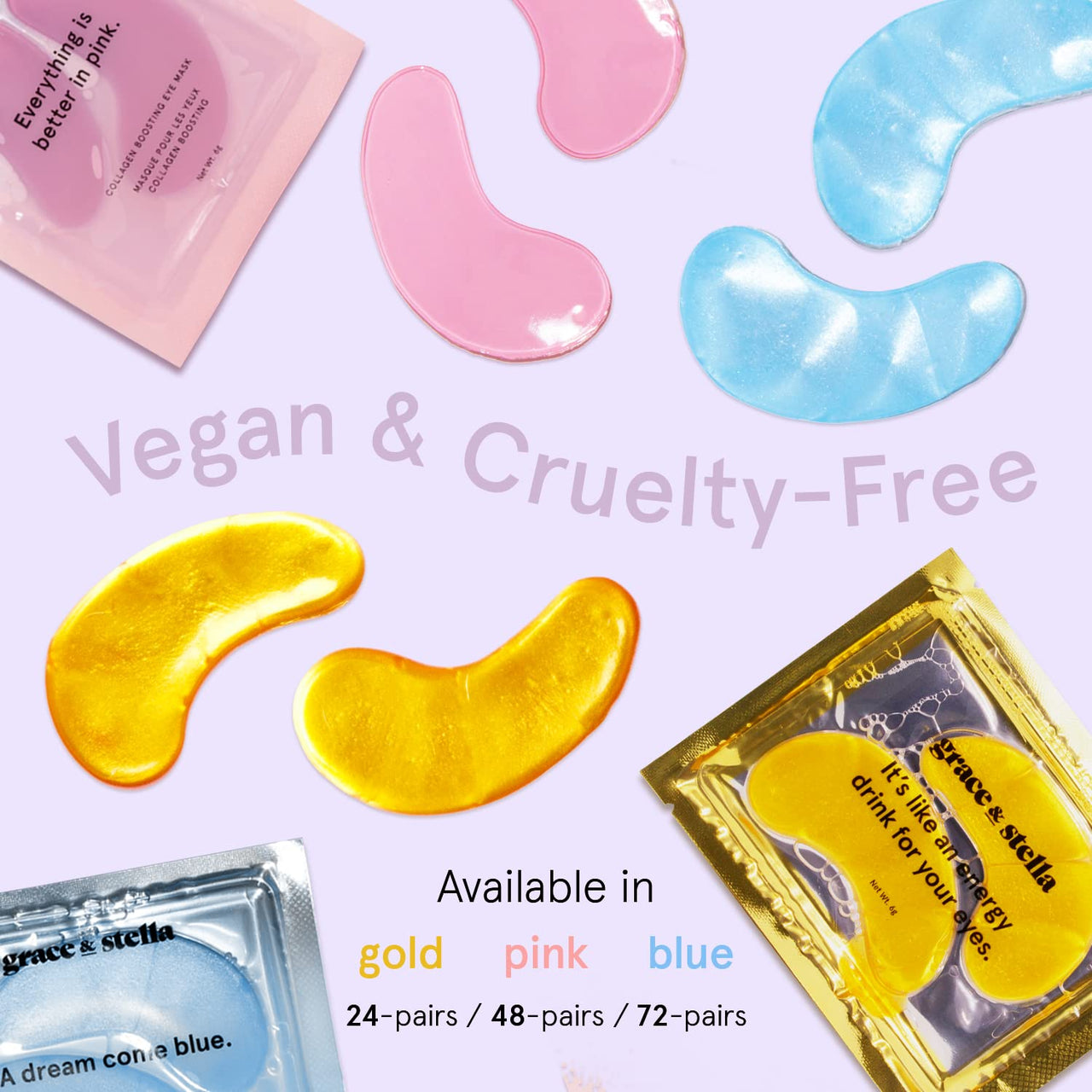 grace & stella Under Eye Mask Dark Circles - Under Eye Patches, Puffy Eyes, Undereye Bags, Wrinkles - Bachelorette Party Favors, Women Gifts, Vegan, Cruelty-Free Eye Patches for Adults (6 Pairs, Gold)