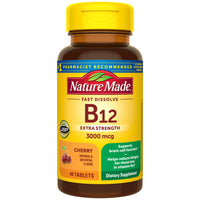 Thumbnail for Nature Made Vitamin B12 3000 mcg, Easy to Take Sublingual B12 for Energy Metabolism Support, 40 Sugar Free Fast Dissolve Tablets, 40 Day Supply