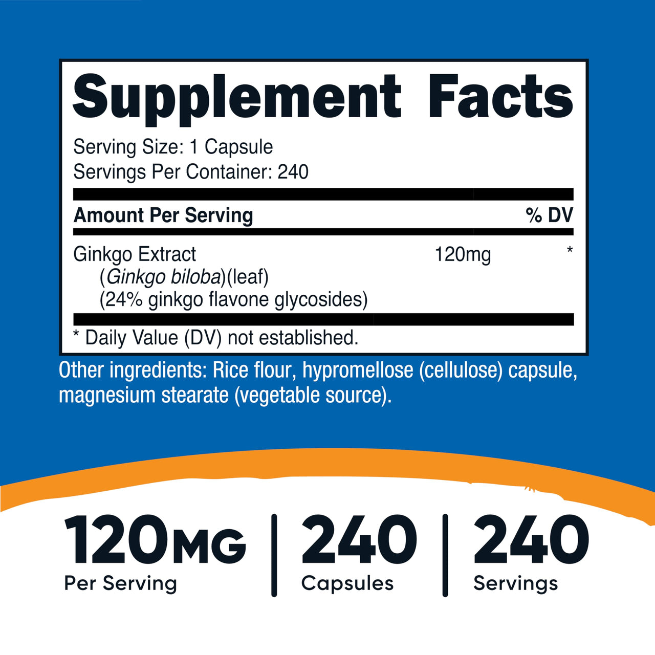 Nutricost Ginkgo Biloba 120mg, 240 Capsules - Extra Strength Ginkgo Biloba Extract - Gluten Free & Non-GMO