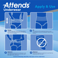 Thumbnail for Attends Adult Absorbent Underwear, Medium [20 Count] - Maximum Absorbency for Men and Women - Disposable Pull-On Diapers with Tear-Away Sides and Breathable Waistband - AP0720