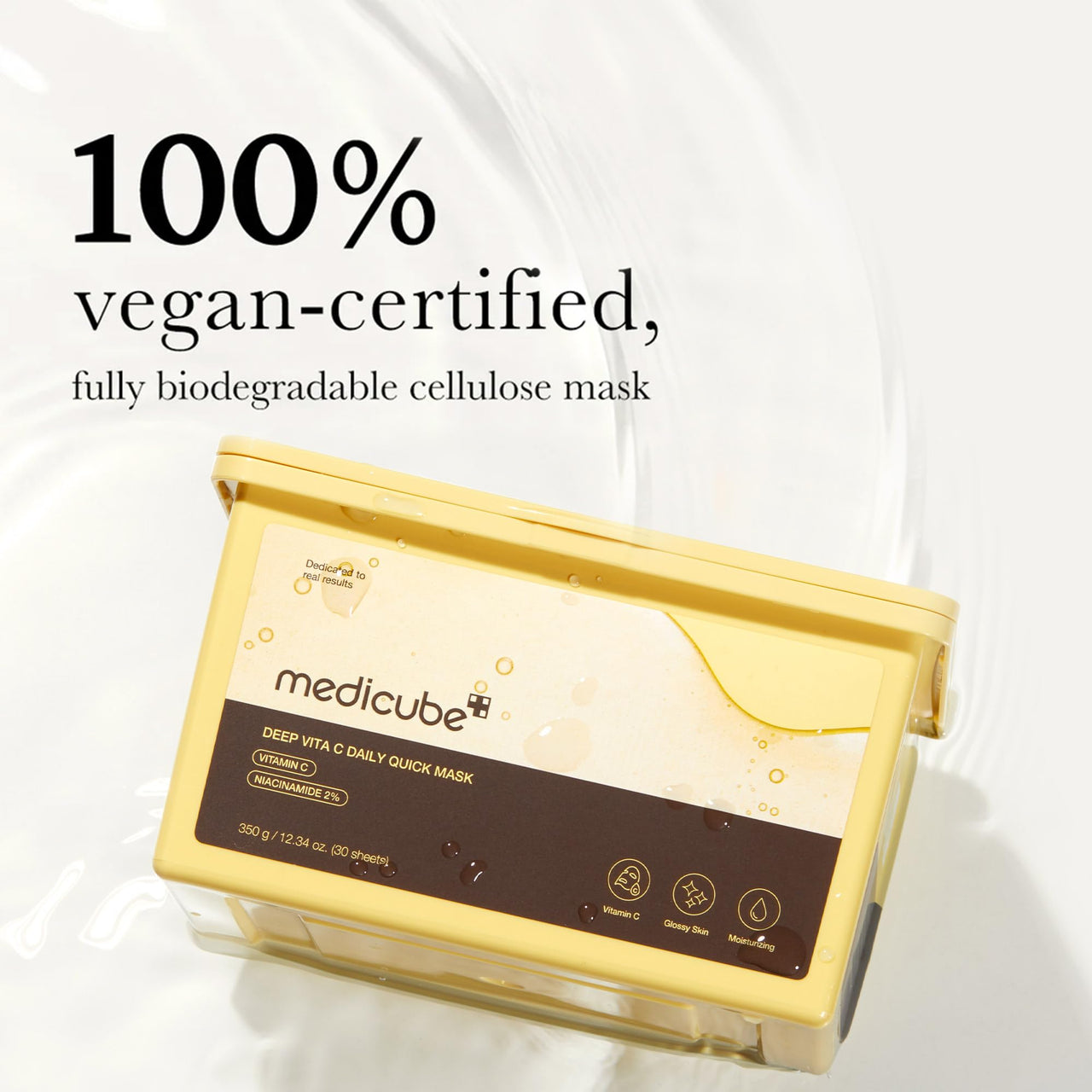 medicube Deep Vita C Daily Quick 30 Sheet Masks - Vegan Certified, Quick Dispenser, Triple Vitamin Complex For Radiance and Hydration - Korean Face Masks