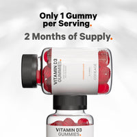 Thumbnail for Codeage Vitamin D3 Gummy Vitamins, Vitamin D3 5000 IU Gummies Cholecalciferol 125 mcg - 2-Month Supply - Soft Pectin-Based, Animal Gelatin-Free Vitamins Gummy, Strawberry, Gluten-Free - 60 Gummies