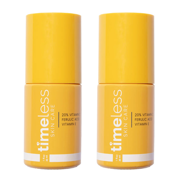 Timeless Skin Care Vitamin C Serum with Vitamin E & Ferulic Acid - Brightening Serum - for Oily & Dry Skin - Fragrance-Free 1 oz (Pack of 2)
