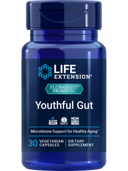 Life Extension FLORASSIST® Probiotic Youthful Gut, Healthy Aging Supplement, postbiotic and probiotic Blend, Heart and Gut Health, Non-GMO, 1-Daily, Gluten-Free, Vegetarian, 30 Capsules
