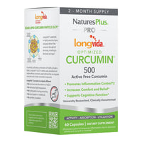 Thumbnail for NaturesPlus PRO Longvida Curcumin 500 mg - 60 Capsules - Promotes Healthy Free Radical Protection - Non-GMO, Vegan & Gluten Free - 60 Servings