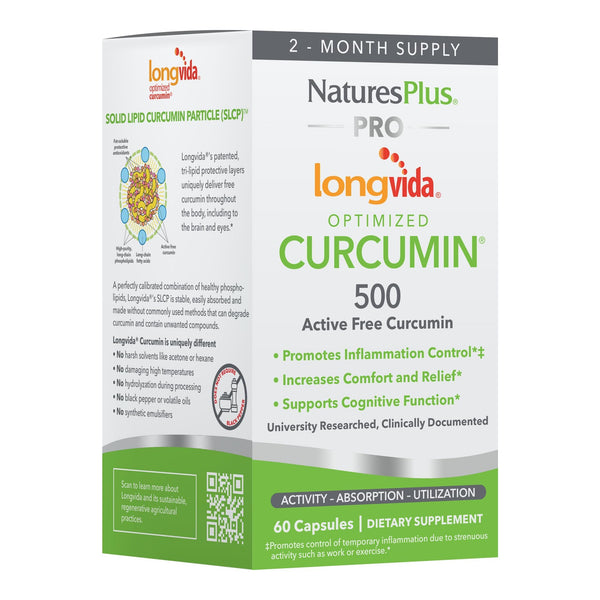 NaturesPlus PRO Longvida Curcumin 500 mg - 60 Capsules - Promotes Healthy Free Radical Protection - Non-GMO, Vegan & Gluten Free - 60 Servings