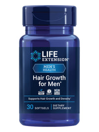 Thumbnail for Life Extension Hair Growth for Men, ActriSave® Prickly pear and Black Rice, VI-SPO® Saw Palmetto, Supports Hair Growth, Fullness and Density, Non-GMO, 1-Daily, Gluten-Free, 30 softgels