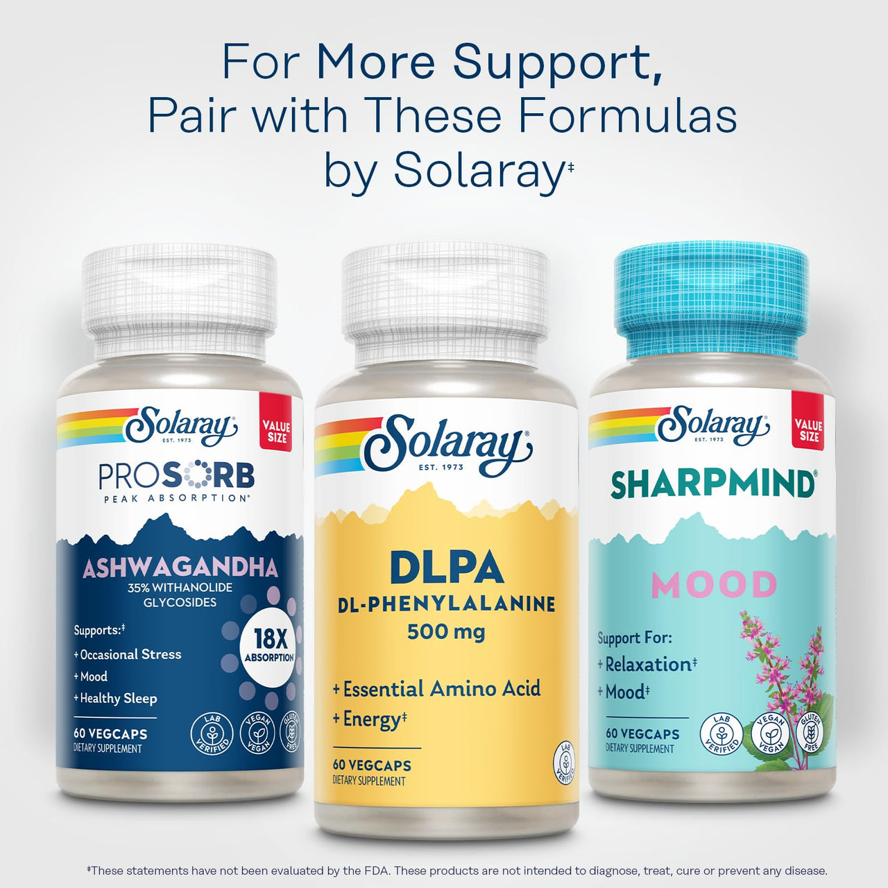 SOLARAY DL-Phenylalanine Capsule Supplements - 500mg DLPA, 50-50 Blend of Essential Amino Acids for Nervous System & Energy Support, for Men and Women - 60 Count VegCaps