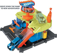 Thumbnail for Hot Wheels City Toy Track Set, Downtown Express Car Wash Playset with 1:64 Scale Vehicle, Foam Roller & Drying Flaps