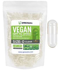 Thumbnail for XPRS Nutra Size 0 Empty Capsules - 100 Clear Count Empty Vegan Capsules - Vegetarian Pill - DIY Vegetable Capsule Filling -Veggie Pills for Do-It-Yourself Supplements
