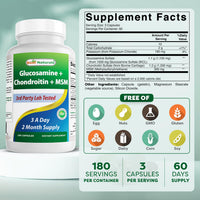 Thumbnail for Best Naturals Glucosamine Chondroitin and MSM (Non-GMO) - Promotes Joint Health - 180 Count