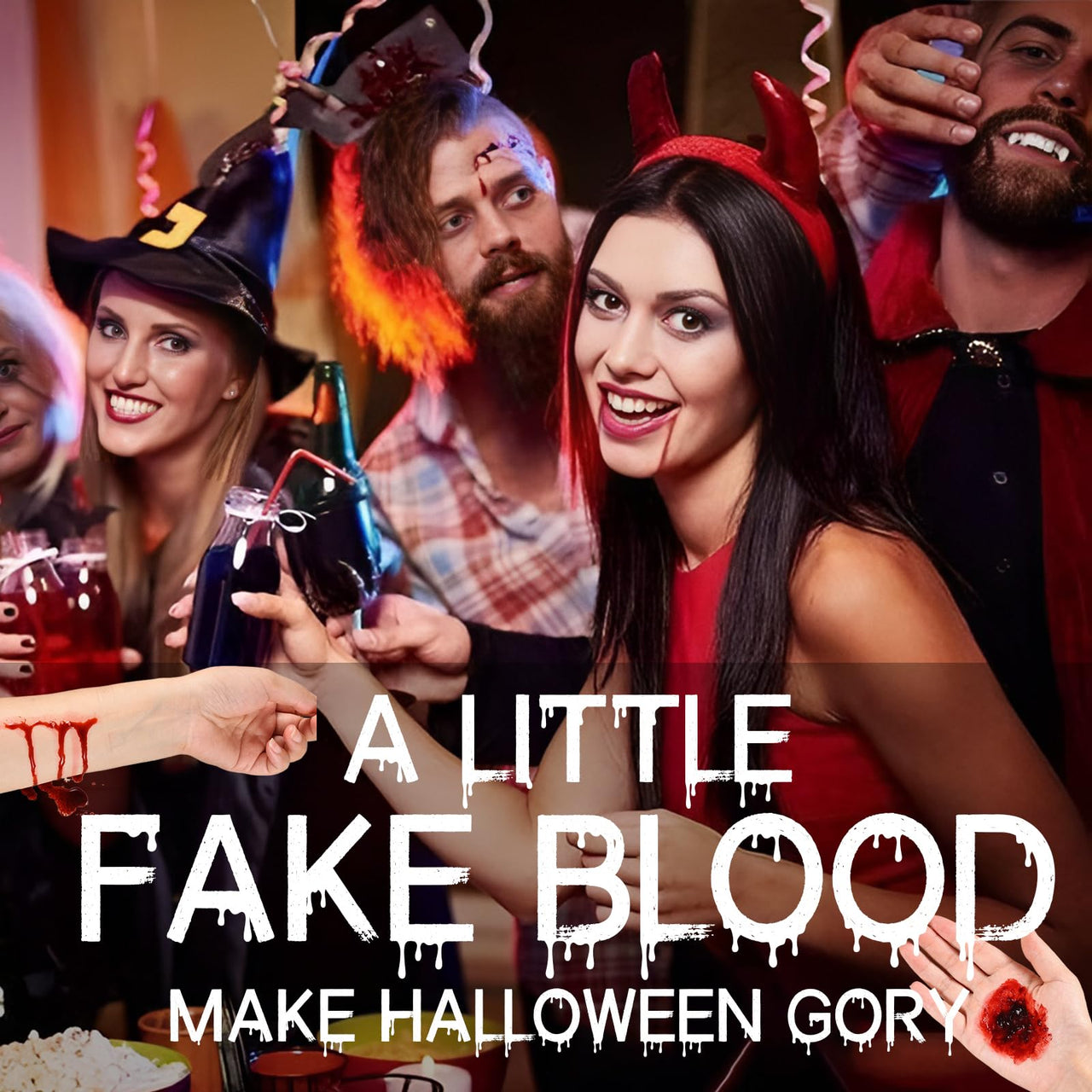 Halloween Fake Blood Spray Makeup Kit Fake Blood Washable for Scar Wound and Clothes Realistic Face Paint Wounds Costume Blood For Vampire, Zombie, Clown Cosplay Red blood01