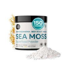 Thumbnail for Atlantic Naturals Superfood Organic Sea Moss Powder Blend with Ashwagandha, Maca Root & Beet Root | Ideal for Healthy Skin, Positive Mood & Energy | Vanilla Flavor (150g)