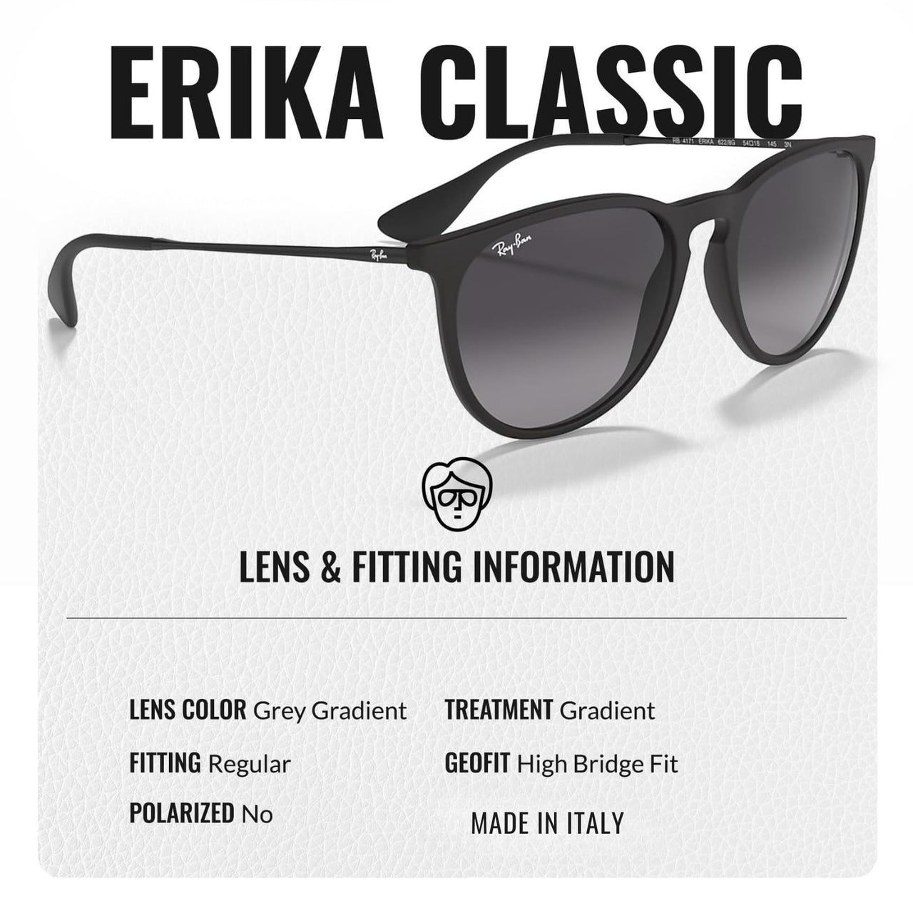Ray-Ban RB4171 ERIKA CLASSIC Phantos Shaped Non-Polarized Sunglasses for Women – Includes Official RAYBAN Eyewear Kit – Ideal Formal & Casual Wear Sunglasses – Grey Gradient Lens