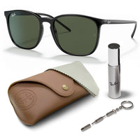 Thumbnail for Ray-Ban RB4387 Square Shaped Non-Polarized Sunglasses for Men & Women – Includes Official RAYBAN Eyewear Kit – Ideal Formal & Casual Wear Sunglasses – Green Lens