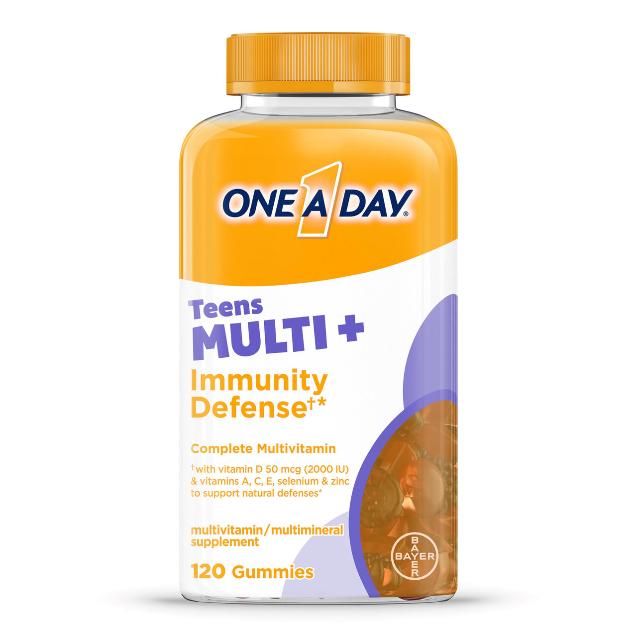ONE A DAY Teen Multi+ Immunity Defense Vitamins, Multivitamin Gummies With Boost of Immunity Support with Vitamins A, C, D, E, Selenium & Zinc, 120 Count