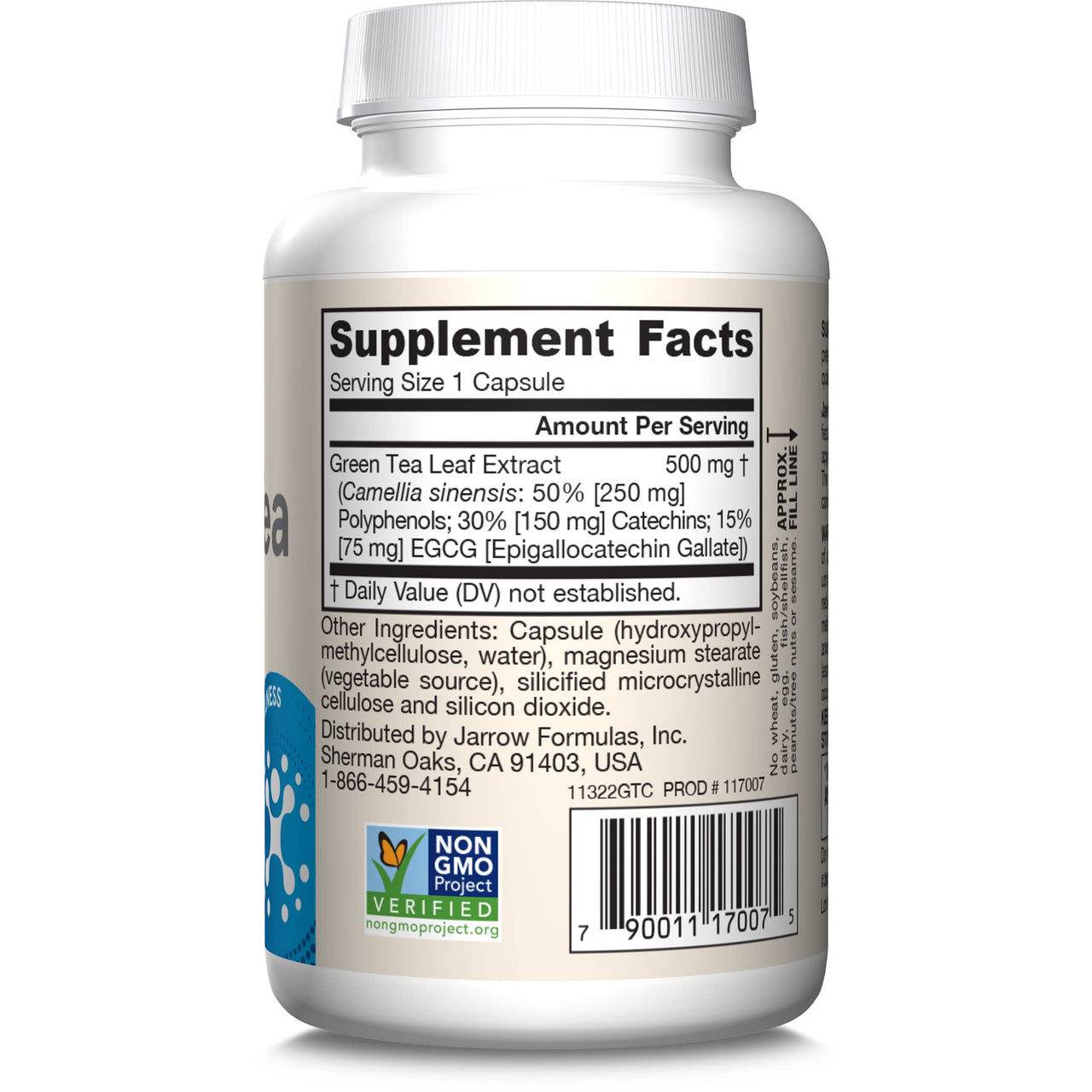 Jarrow Formulas Green Tea Herbal Antioxidant 500 mg, Dietary Supplement, Cardiovascular and Immune Health, 100 Capsules, 100 Day Supply