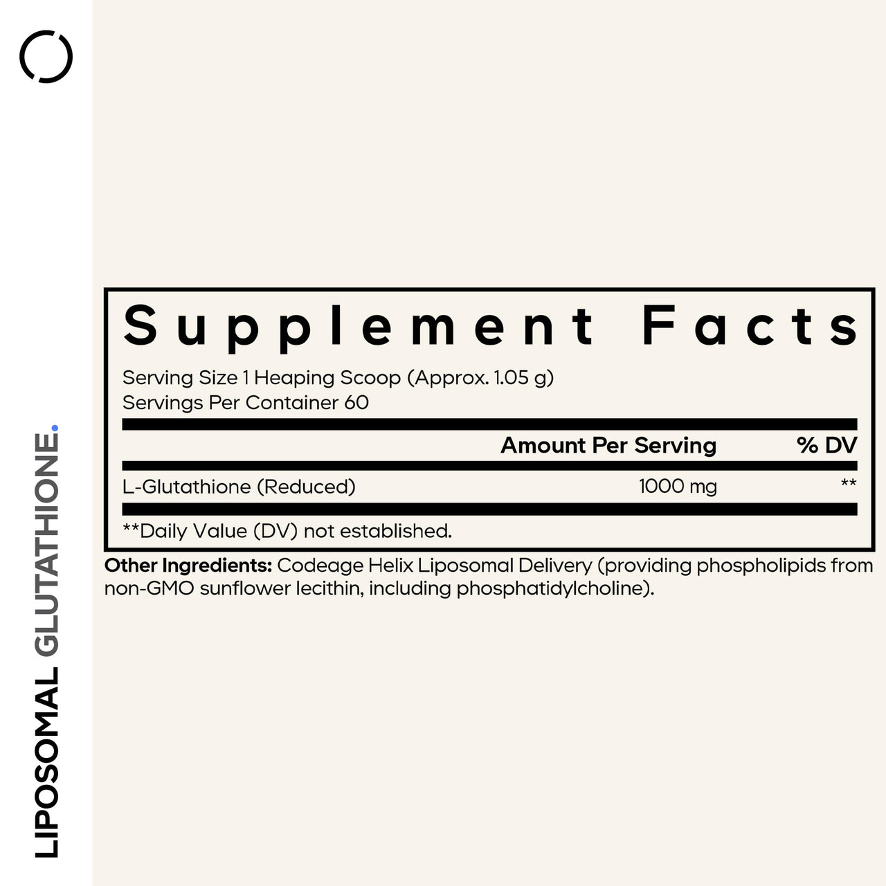 Codeage Liposomal Glutathione Powder - 1,000 mg Vegan Reduced L-Glutathione per Serving, Liposomal Delivery - 2-Month Supply - Unflavored - Phospholipid - Non-GMO Gluten-Free - 2.22 Oz