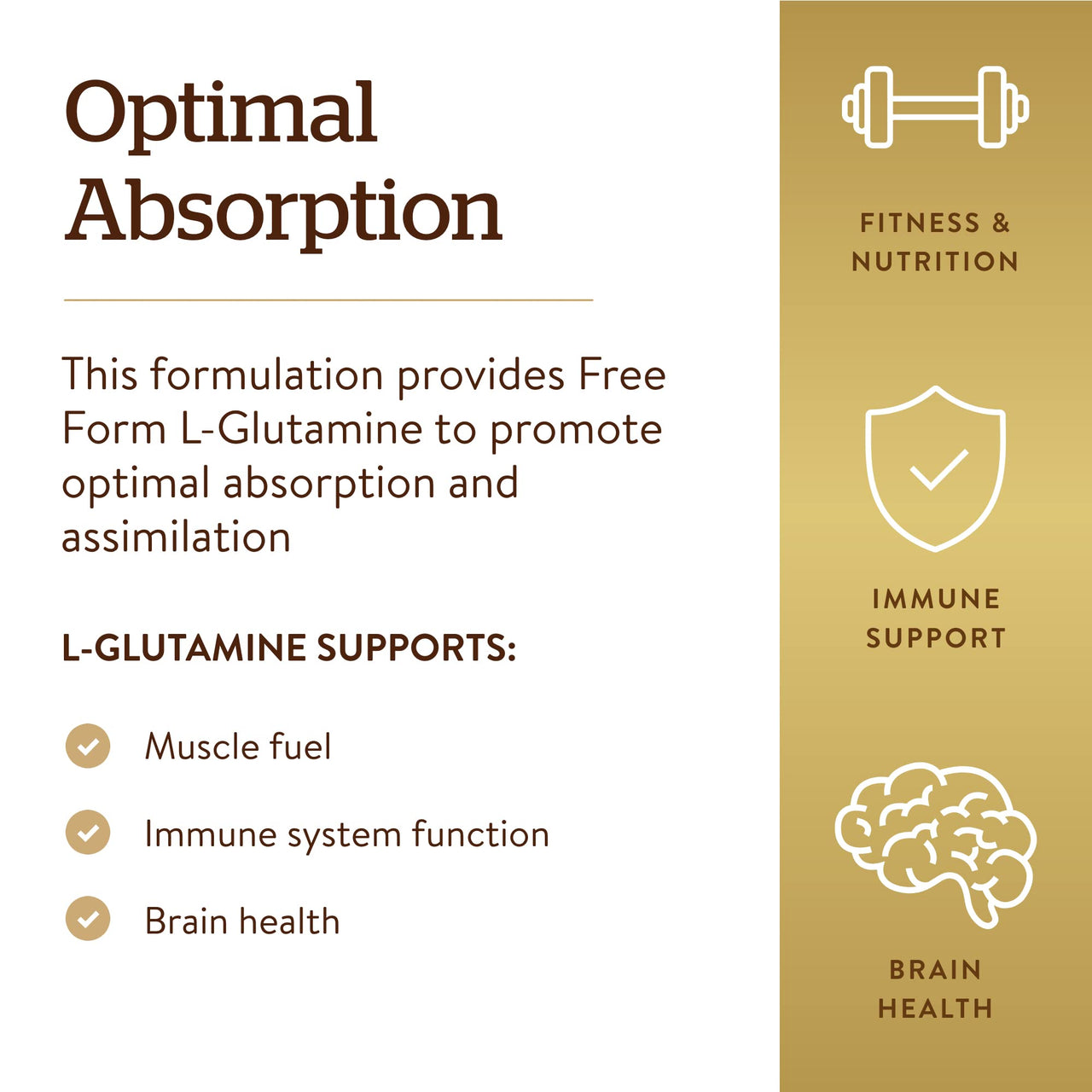 Solgar L-Glutamine 1000 mg, 60 Tablets - Natural Muscle Food - Promotes Gastrointestinal (GI) Health - Supports Brain Health - Non-GMO, Vegan, Gluten Free, Kosher - 30 Servings
