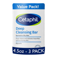 Thumbnail for Cetaphil Bar Soap, Deep Cleansing Face and Body Bar, Pack of 3, For Dry to Normal, Sensitive Skin, Soap Free, Hypoallergenic, Paraben Free, Fragrance Free, Removes Makeup, Dirt and Oil