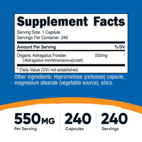 Thumbnail for Nutricost Astragalus Capsules 550mg, 240 Vegetarian Capsules - Non-GMO and Gluten Free