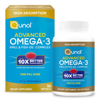 Thumbnail for Qunol Advanced Omega 3 Krill and Fish Oil Complex, 10x Better Bioavailability, One Pill Dose, 250mg EPA & DHA, Supports Brain, Eye, Heart and Joint Health, 90 Count (Pack of 1)