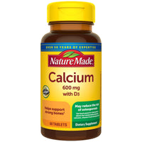 Thumbnail for Nature Made Calcium 600 mg with Vitamin D3, Dietary Supplement for Bone Support, Calcium Supplement for Bone Health, 60 Tablets