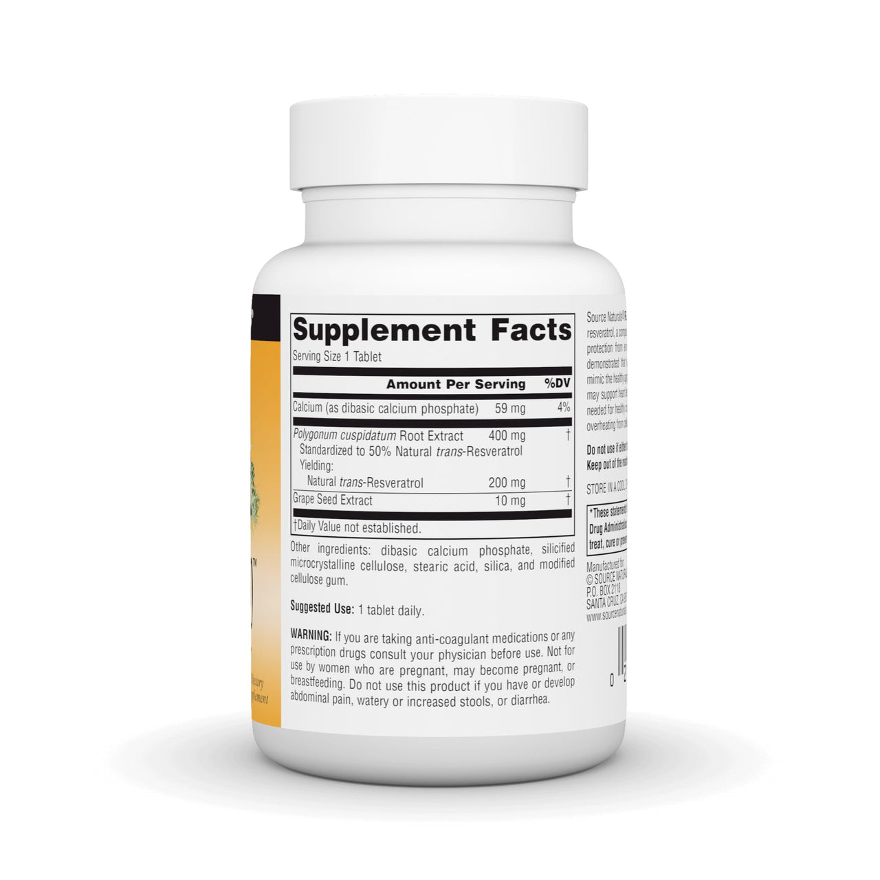 Source Naturals Resveratrol, for Heart and Healthy Aging* 200 mg - 60 Tablets