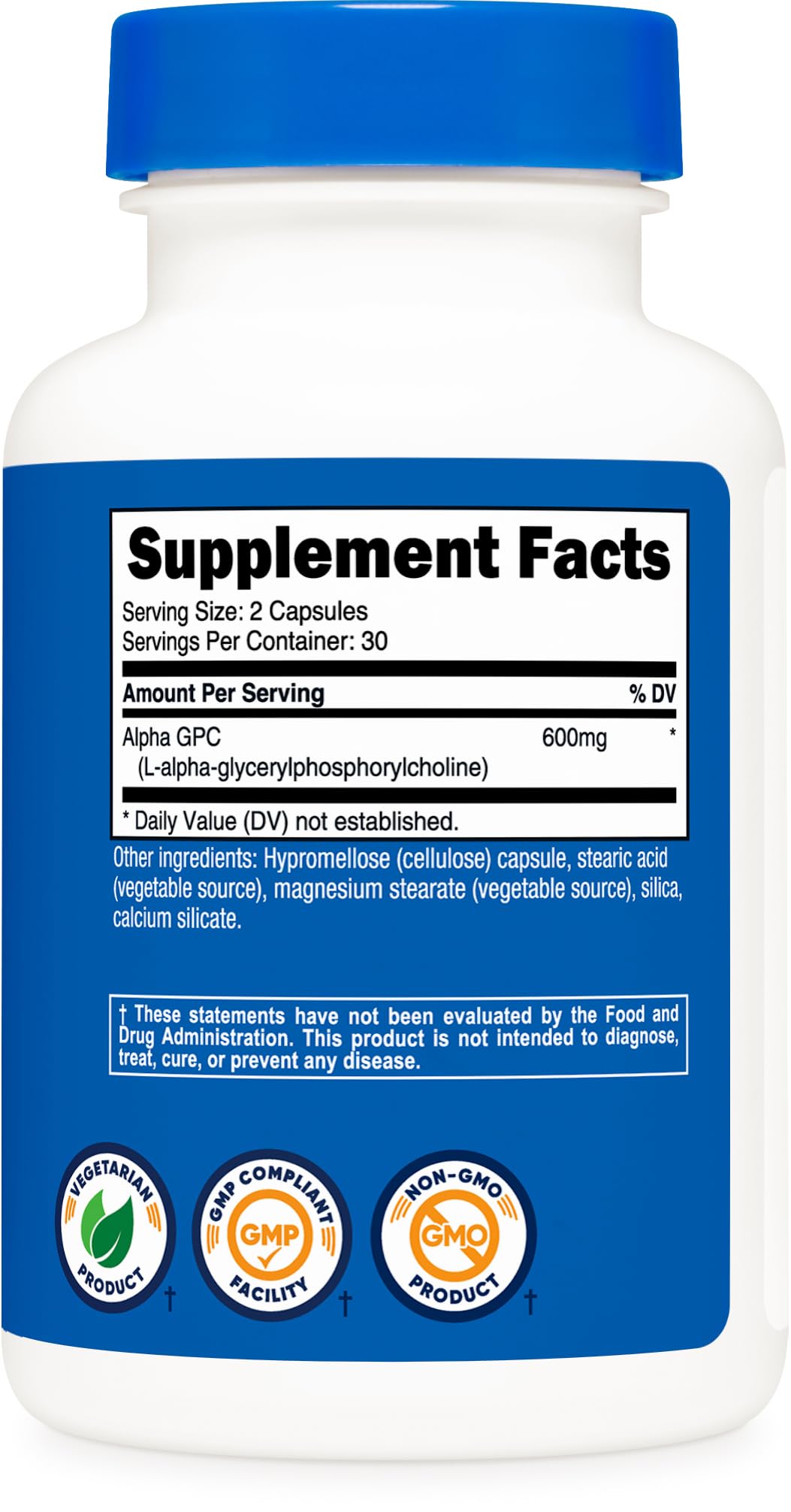 Nutricost Alpha GPC 600mg, 120 Vegetarian Capsules - Non-GMO and Gluten Free, 300mg Per Capsule