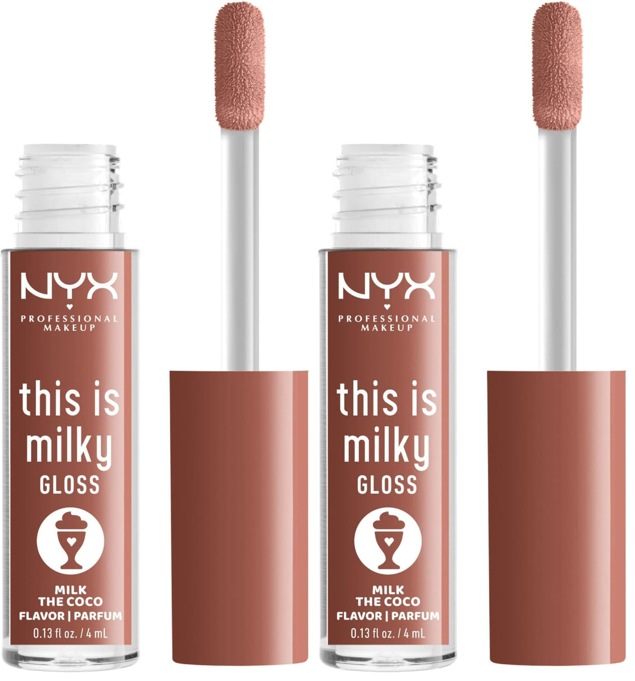 NYX PROFESSIONAL MAKEUP This Is Milky Gloss, Lip Gloss with 12 Hour Hydration, Vegan - Milk The Coco (Dark Chocolate) (Pack of 2)