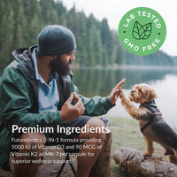 Thumbnail for Futurebiotics Vitamin K2 (MK7) with D3 Supplement - Non-GMO Formula - 5000 IU Vitamin D3 & 90 mcg Vitamin K2 MK-7, 250 Vegetarian Capsules
