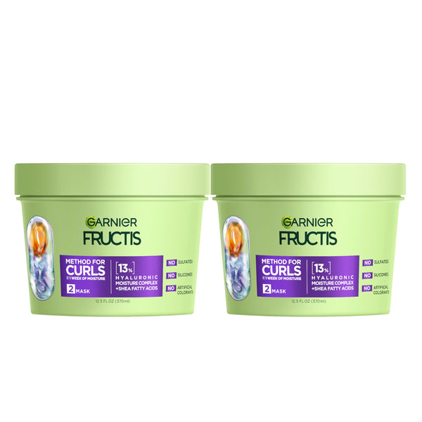 Garnier Fructis Method for Curls Moisture Filling Hair Mask for Curly Hair with up to 13% Hyaluronic Moisture Complex, Designed and Tested for 2C to 4C Curls and Coils, 12.5 fl oz