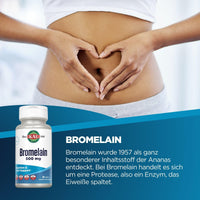 Thumbnail for KAL Bromelain 500 mg, Digestion and Joint Support Supplement, Digestive Enzymes, Pineapple Extract, Rapid Disintegration, Vegan, Made Without Dairy or Soy, Lab Verified, 60 Servings, 60 Tablets