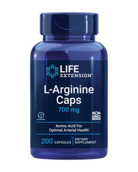 Thumbnail for Life Extension L-Arginine Caps, 700 mg, Vitamin C & Amino Acid for Optimal arterial Health, Supports Heart & Immune Health, Healthy Tissue & Bones, Gluten Free, Non-GMO, 200 Capsules