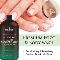Thumbnail for First Botany, ALL Natural Body Wash - Fights Body Odor, Athlete's Foot, Jock Itch, Nail Issues, Dandruff, Acne, Eczema, Shower Gel for Women & Men, Skin Cleanser -16 fl oz (Tea Tree Eucalyptus)
