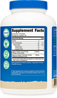 Thumbnail for Nutricost Fiber Capsules with Prebiotic Fiber Supplement 300 Capsules - Made with Organic Psyllium Husk & Organic Jerusalem Artichoke, 60 Servings, Gluten Free, 3 G Per Serving