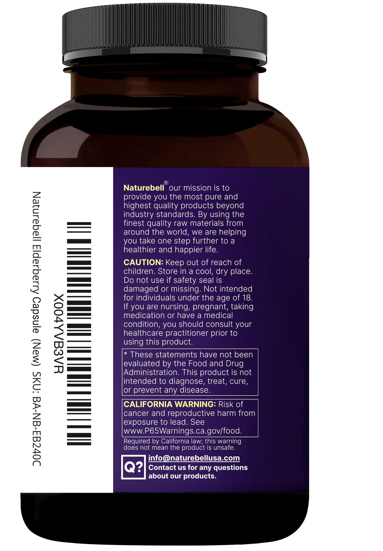 NatureBell Elderberry Quercetin 4-in-1 with Vitamin C & Zinc, 240 Capsules | Traditional Herbal Supplement | 500mg Sambucus Nigra, 500mg Quercetin, 250mg Vitamin C, 50mg Zinc Picolinate per Serving