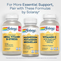 Thumbnail for Solaray Magnesium and Potassium with Bromelain, Magnesium Potassium Supplement for Heart Health, Electrolyte, and Muscle Support - Gluten Free & Lab Verified - 30 Servings, 60 VegCaps