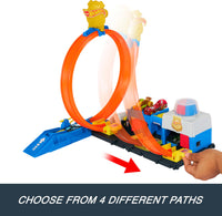 Thumbnail for Hot Wheels Toy Car Track Set, Super Police Station Playset with 1:64 Scale Die-Cast Vehicle, Adjustable Loop for Multiple Ways to Race & Stunt