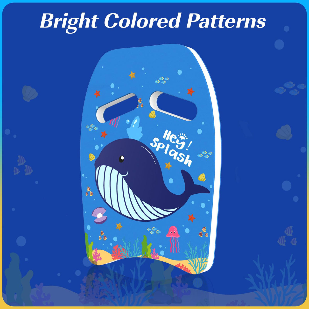 HeySplash Swim Kickboard for Kids, Swimming Kickboard Cute Pattern Swim Training Aid for Children, Pool Exercise Equipments for Beginning Swimmers Safety Swim Board Auxiliary, Indigo Whale