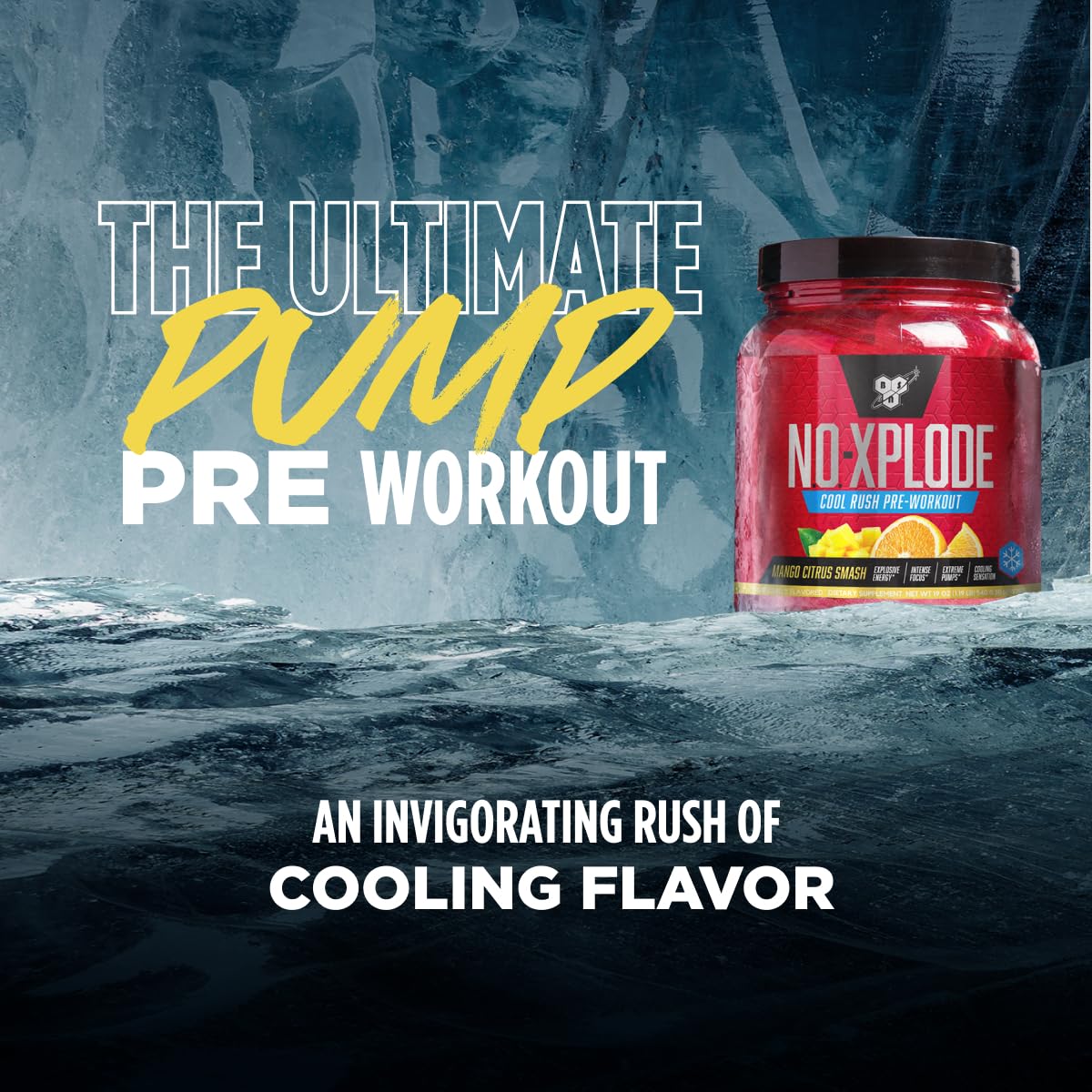 BSN N.O.-XPLODE Cool Rush Pre Workout Powder, Preworkout Energy Supplement for Men and Women with Creatine and Beta-Alanine, Mango Citrus Smash, 30 Servings, 1.2 Pound (Packaging May Vary)